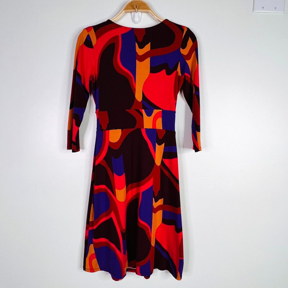 Boden Elena‎ Knit Fixed Wrap Long Sleeve V Neck Dress Size 4 - Picture 3 of 7